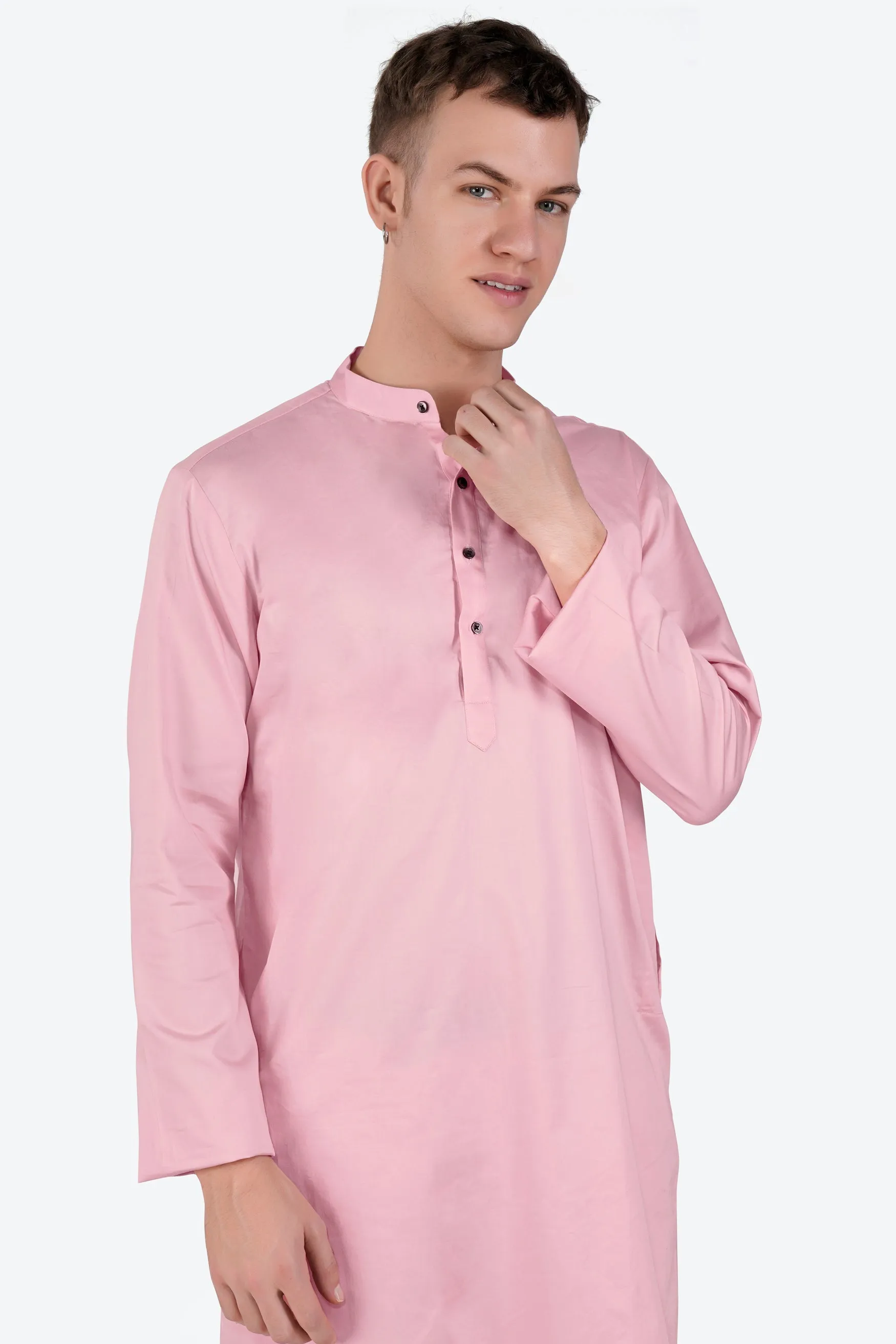 Azalea Pink Subtle Sheen Super Soft Premium Cotton Kurta