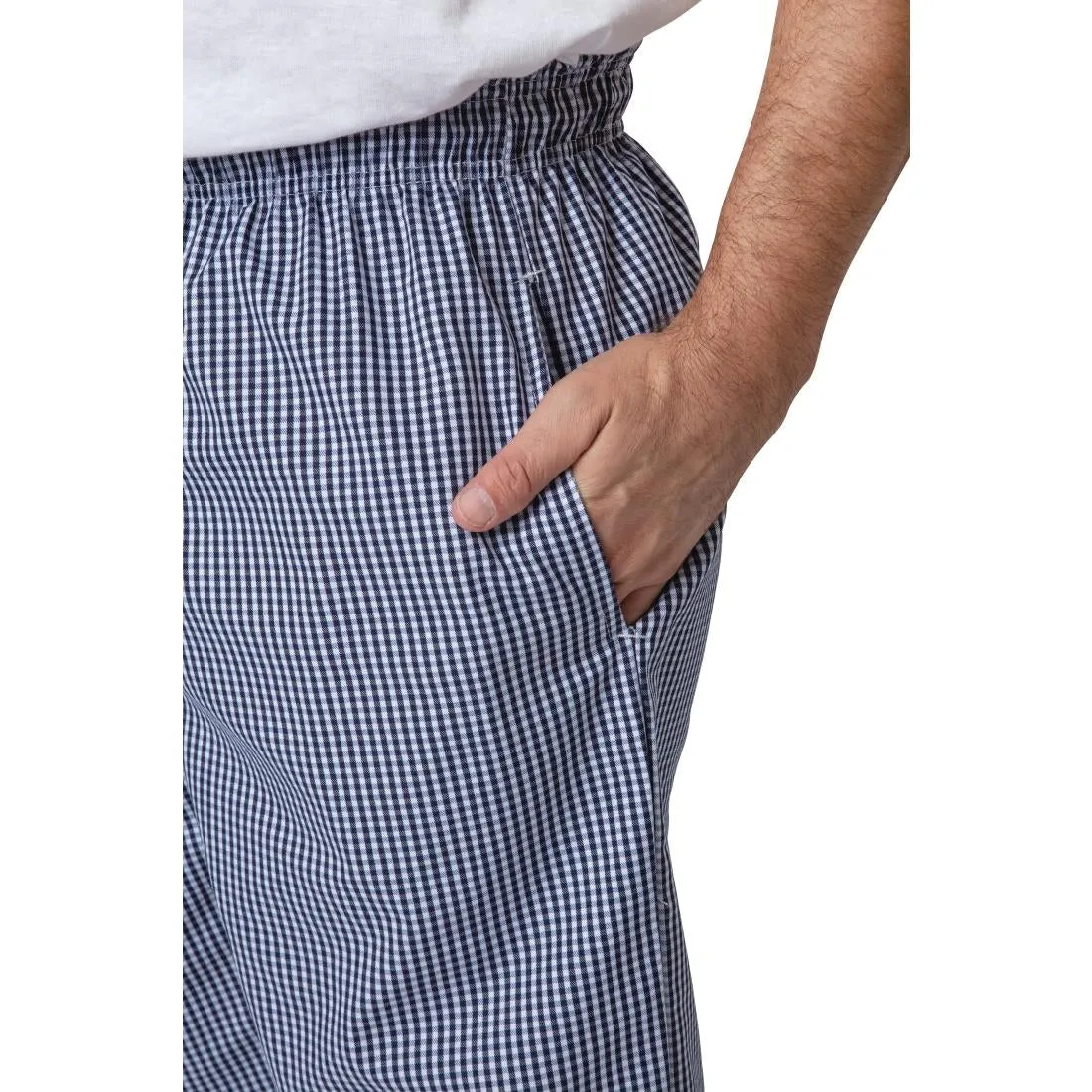 B311-L Whites Unisex Vegas Chefs Trousers Small Blue and White Check L