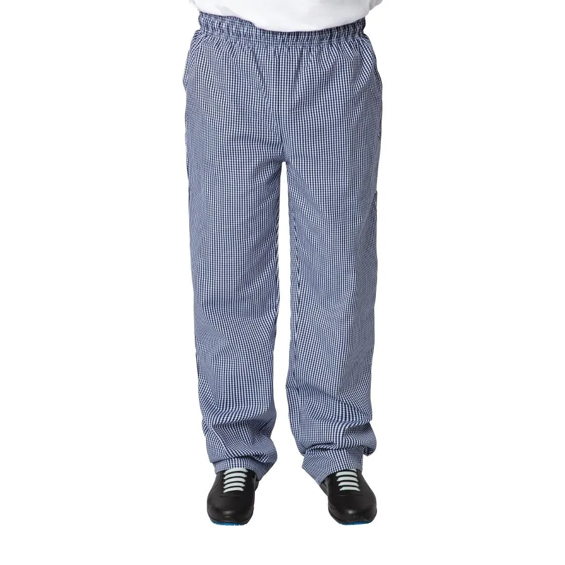 B311-L Whites Unisex Vegas Chefs Trousers Small Blue and White Check L