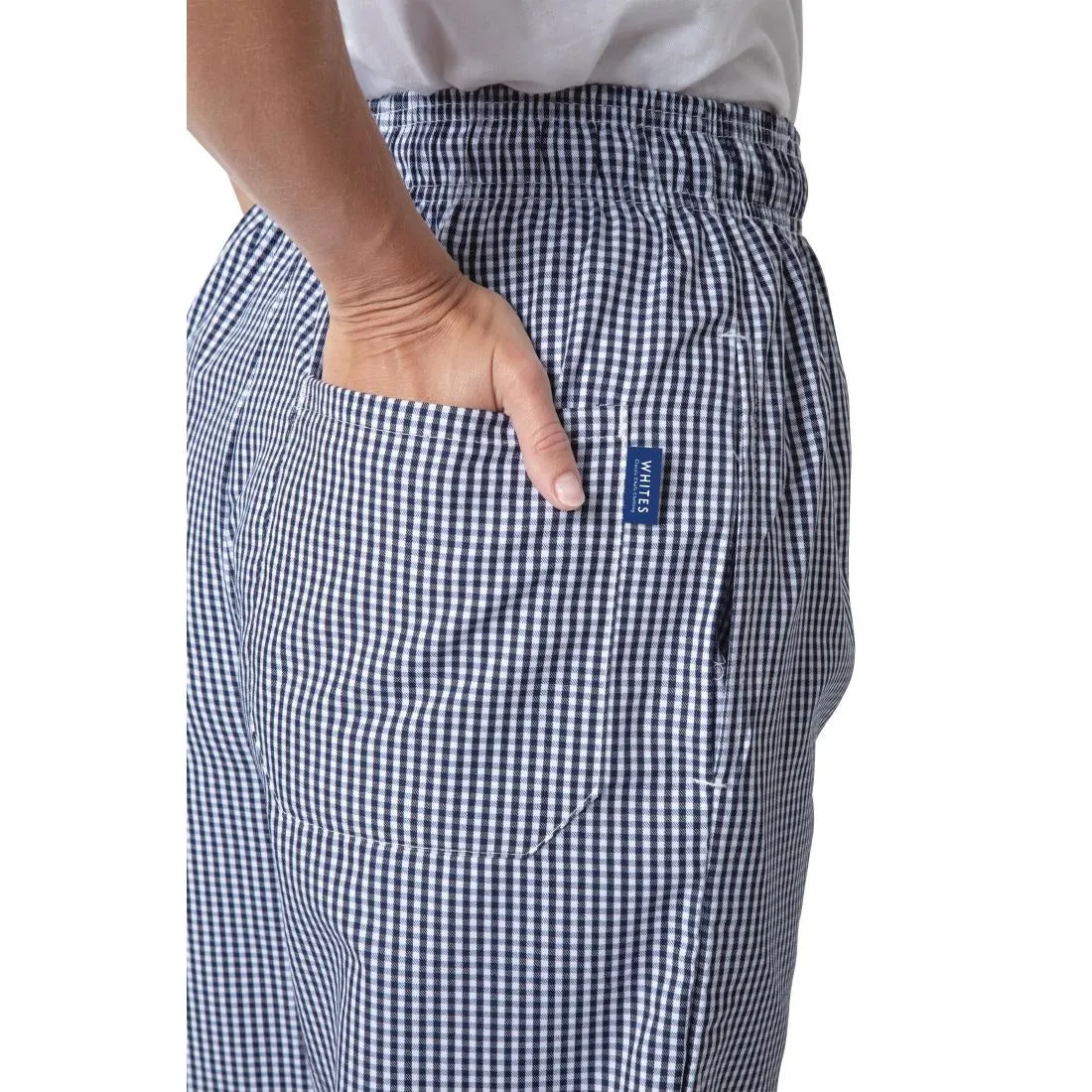 B311-L Whites Unisex Vegas Chefs Trousers Small Blue and White Check L