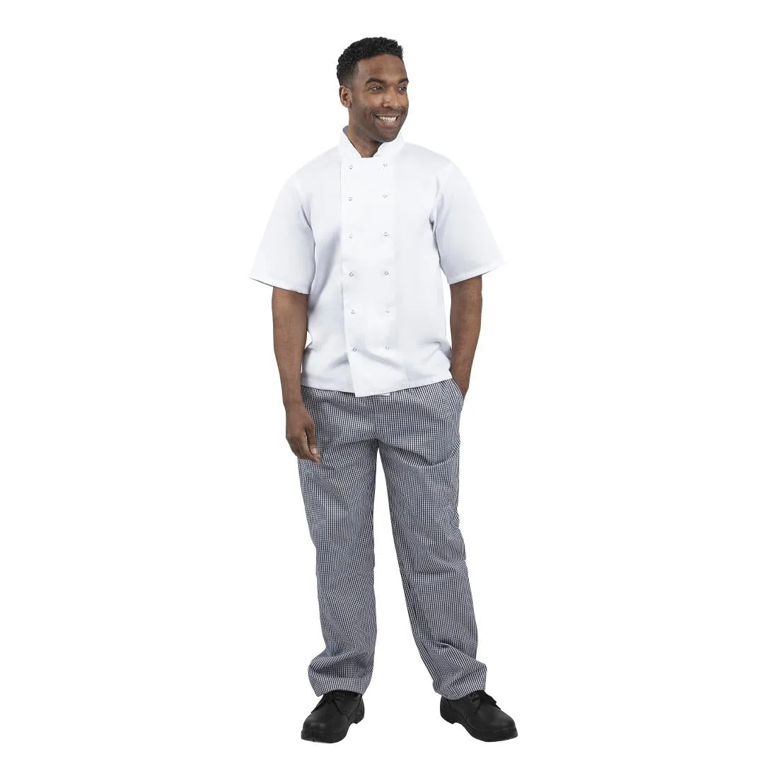 B311-L Whites Unisex Vegas Chefs Trousers Small Blue and White Check L