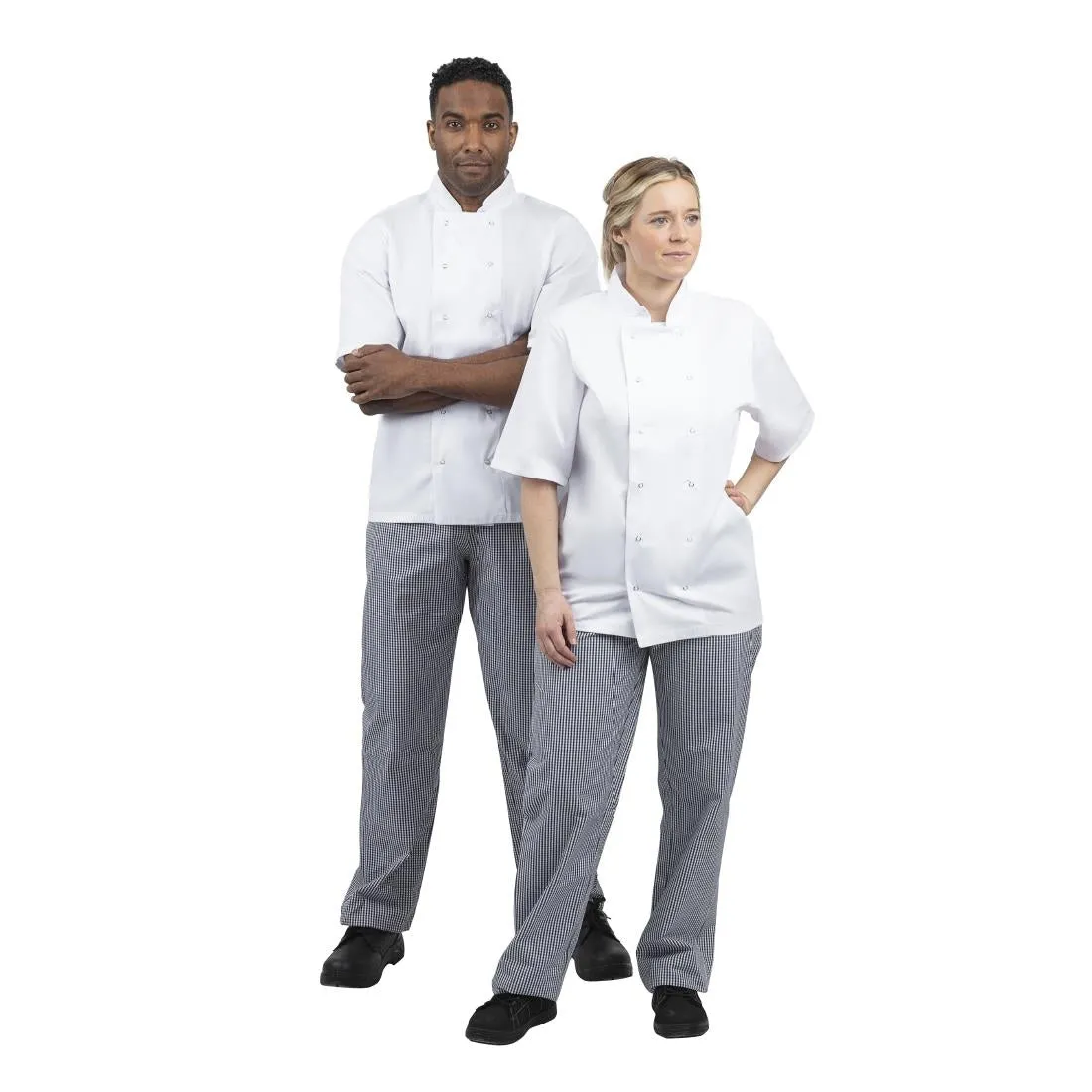 B311-L Whites Unisex Vegas Chefs Trousers Small Blue and White Check L