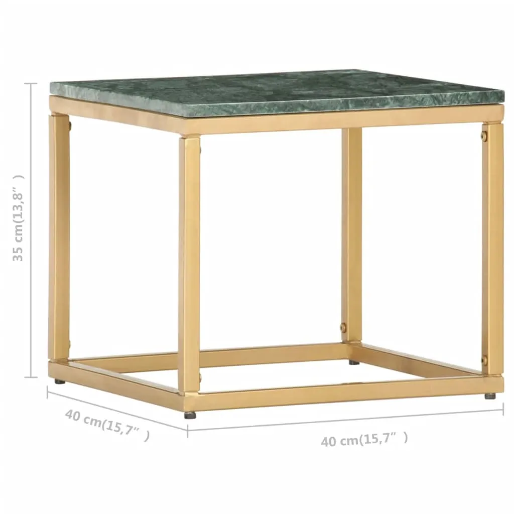 Coffee Table Green 40x40x35 cm Real Stone with Marble Texture