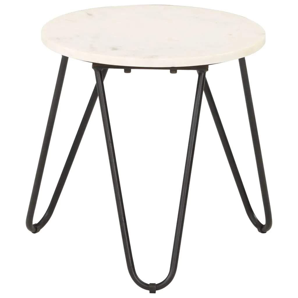 Coffee Table White 40x40x40 cm Real Stone with Marble Texture