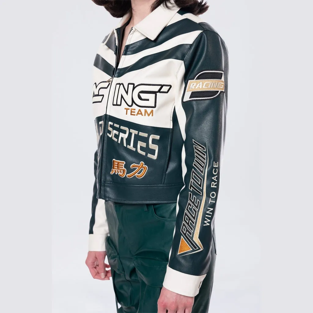 Collared Racing Jacket - Oxidized Green