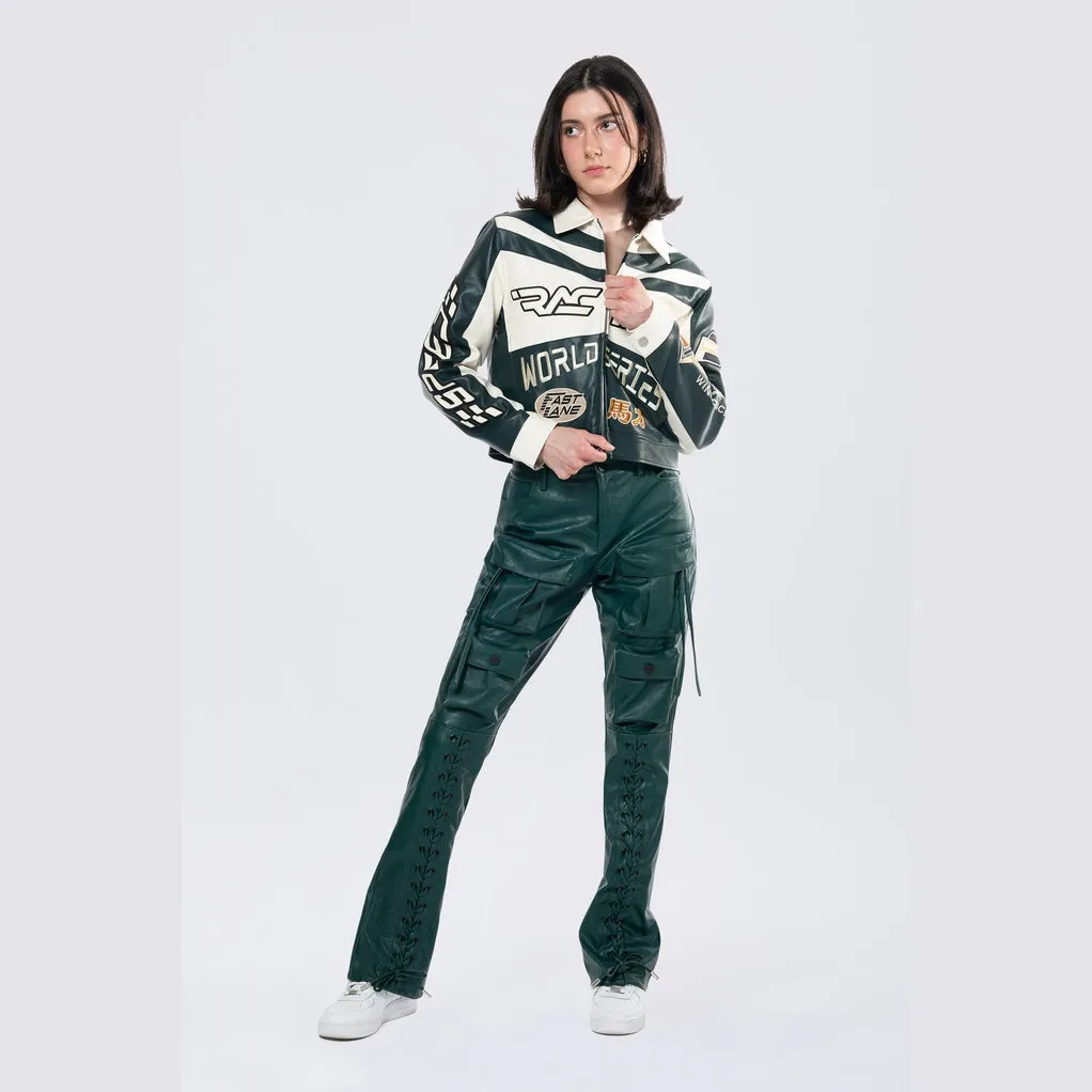 Collared Racing Jacket - Oxidized Green