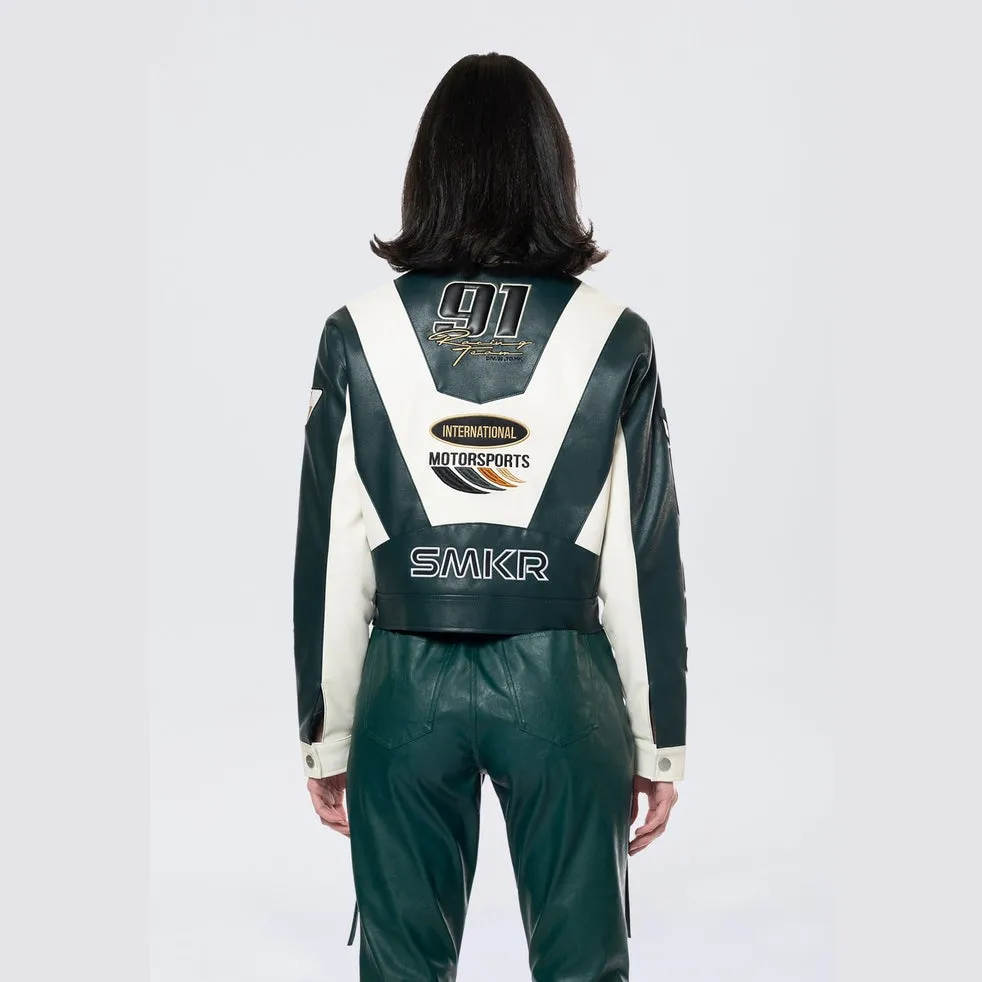 Collared Racing Jacket - Oxidized Green