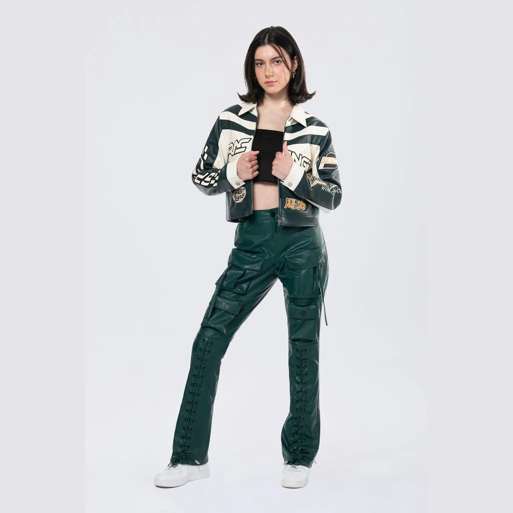 Collared Racing Jacket - Oxidized Green