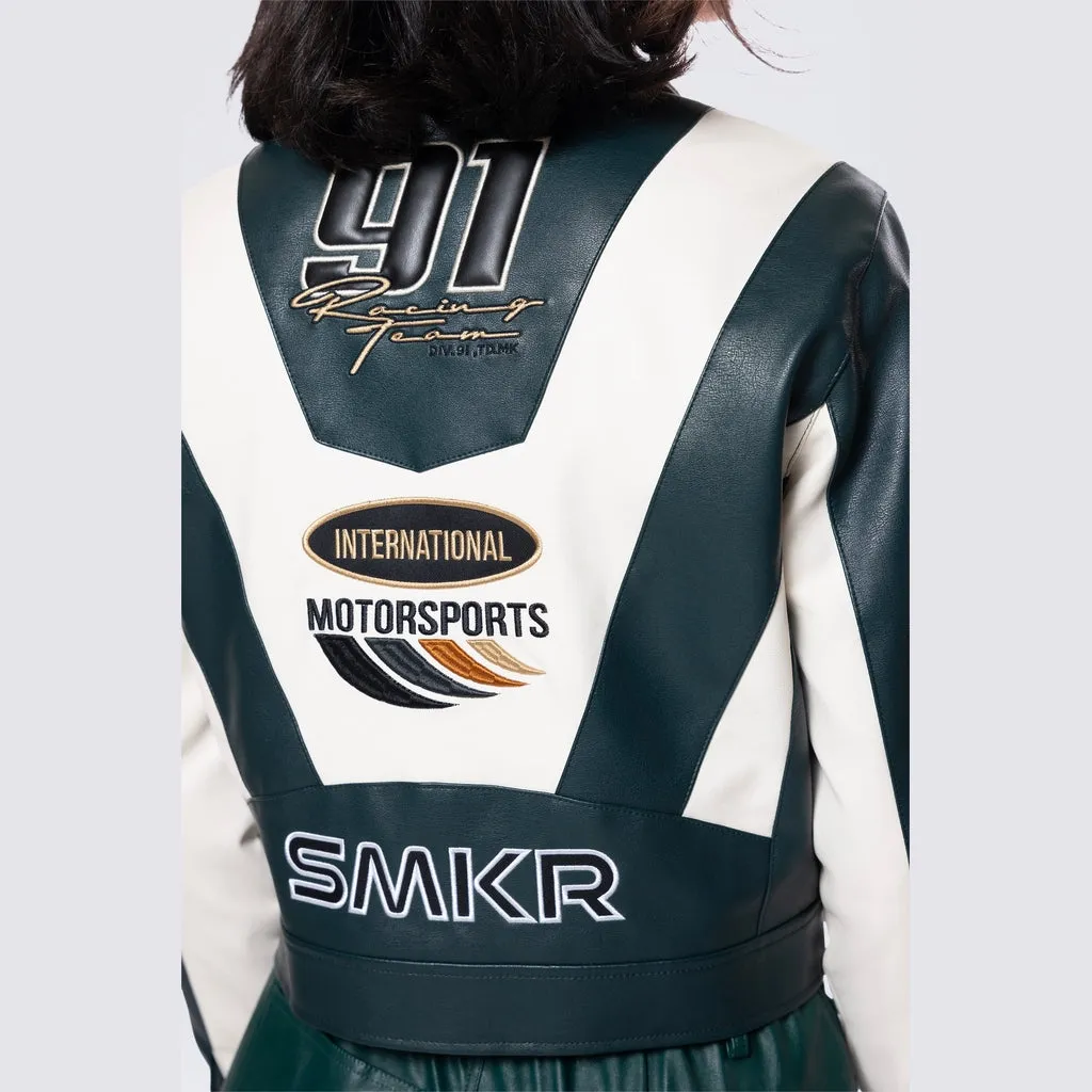 Collared Racing Jacket - Oxidized Green