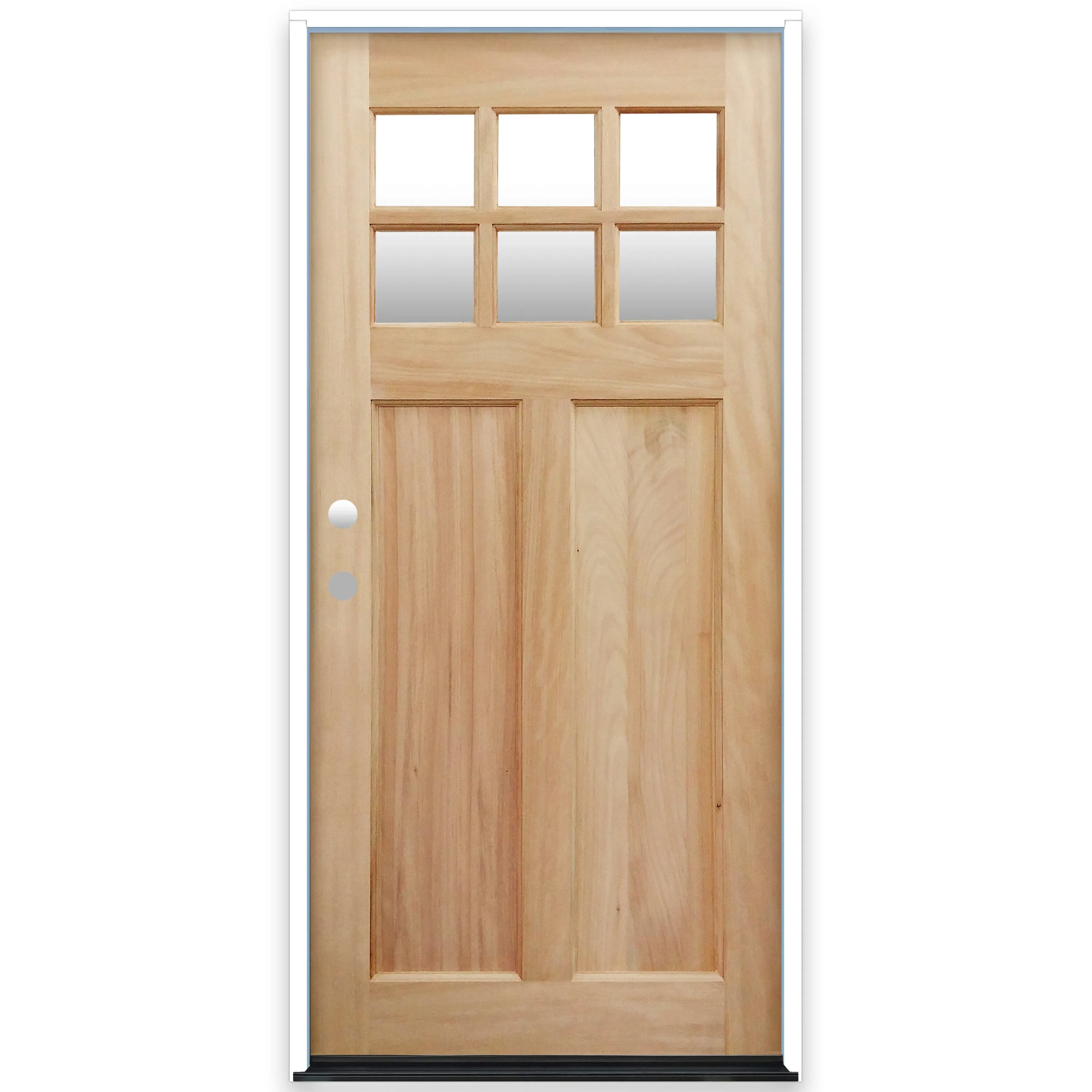Creative Entryways Unfinished Wood Craftsman Front Door with Clear Glass