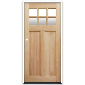 Creative Entryways Unfinished Wood Craftsman Front Door with Clear Glass