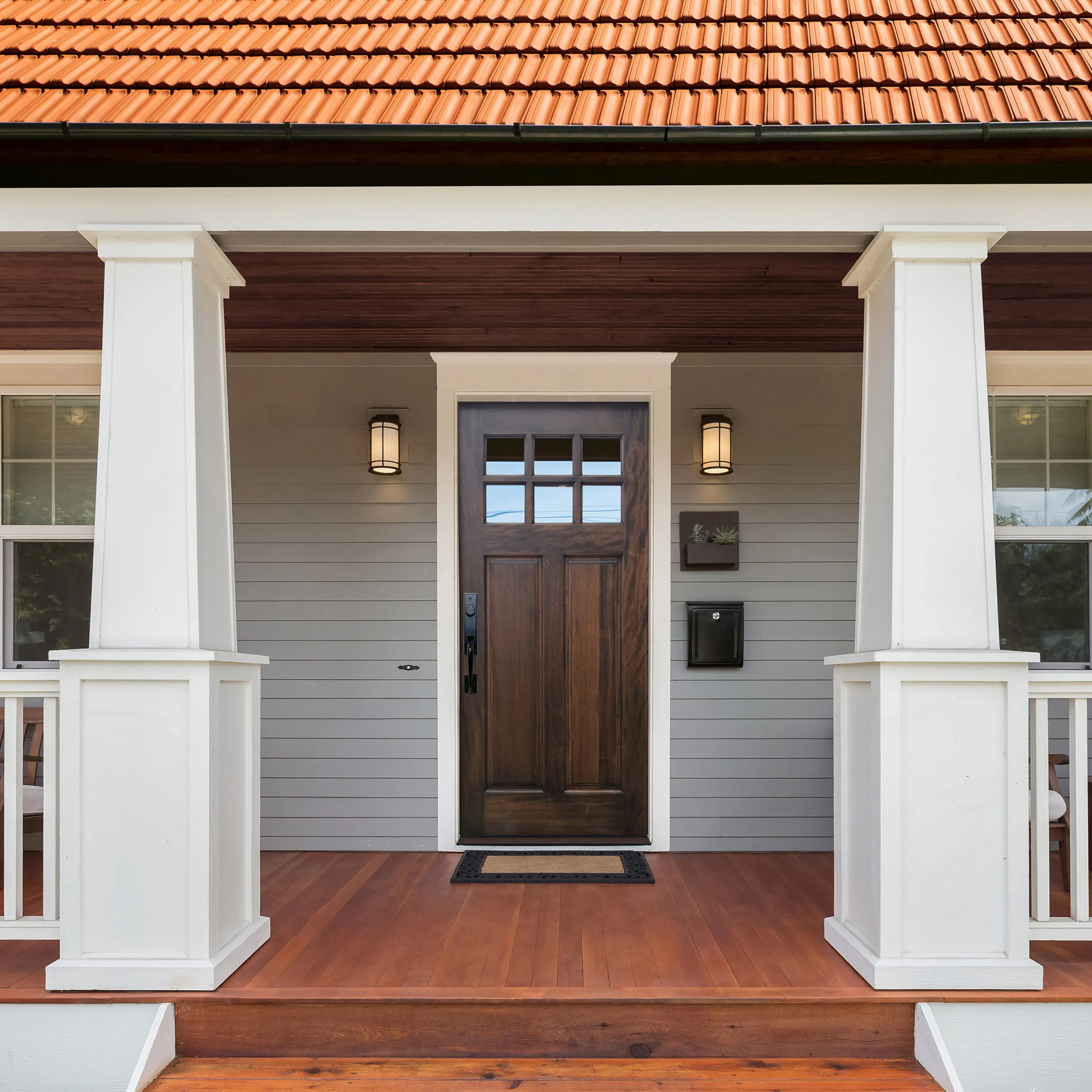 Creative Entryways Unfinished Wood Craftsman Front Door with Clear Glass