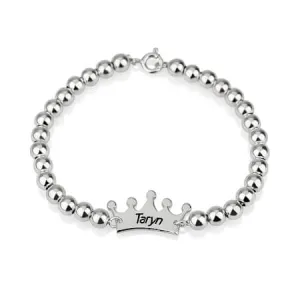 Crown Bead Bracelet Sterling Silver