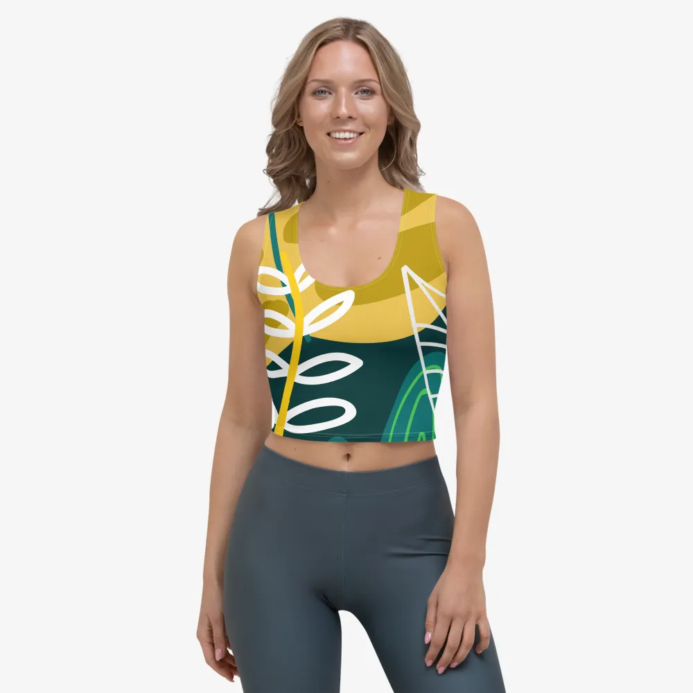 Floral Crop Top "Tropics" Olive/ Green