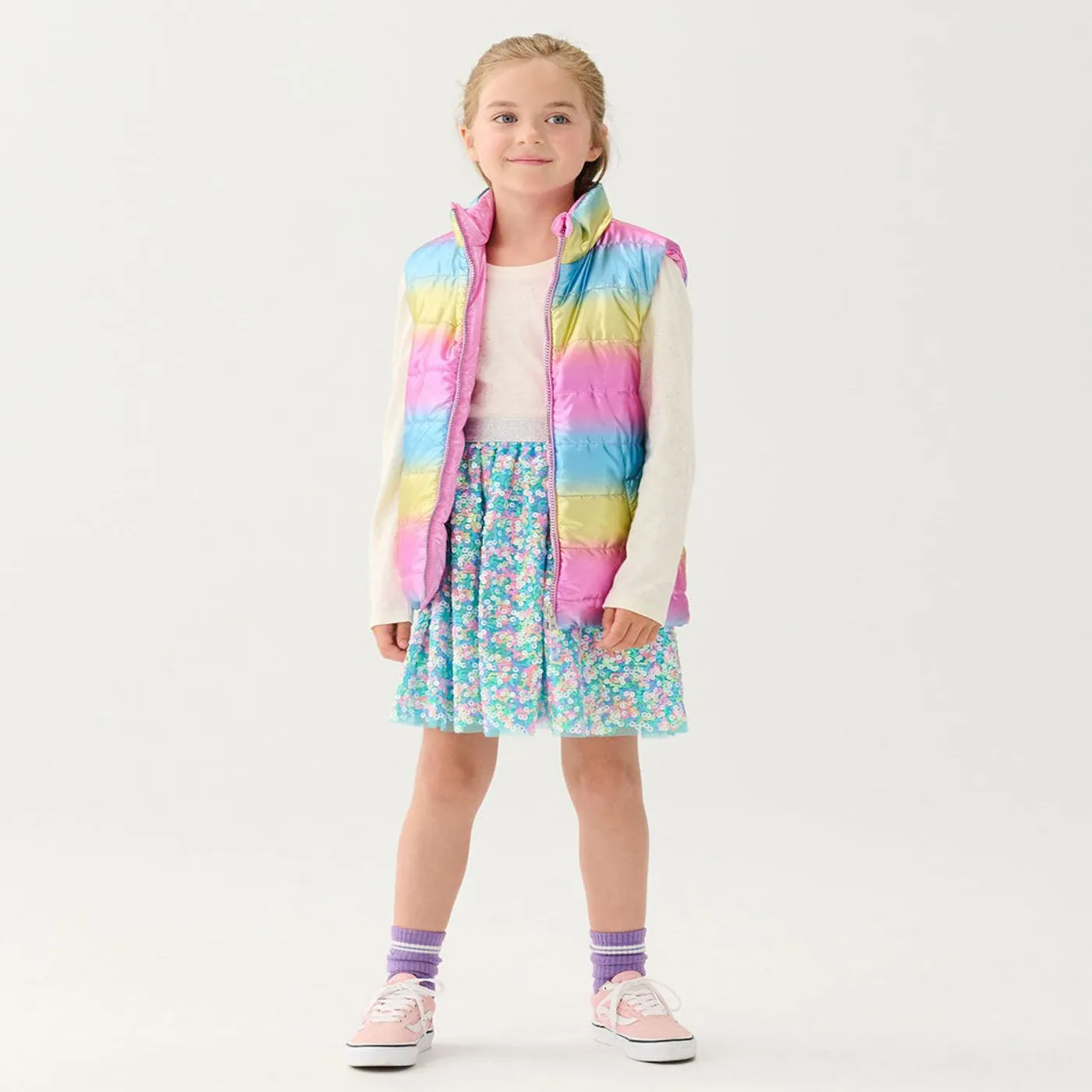 Girls Rainbow Shine Reversible Quilted Vest