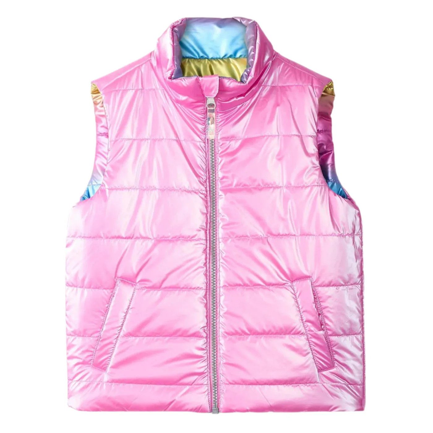 Girls Rainbow Shine Reversible Quilted Vest