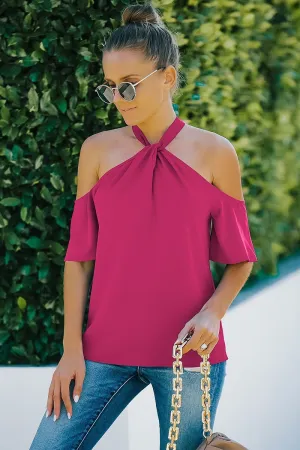 Halter design short sleeve top