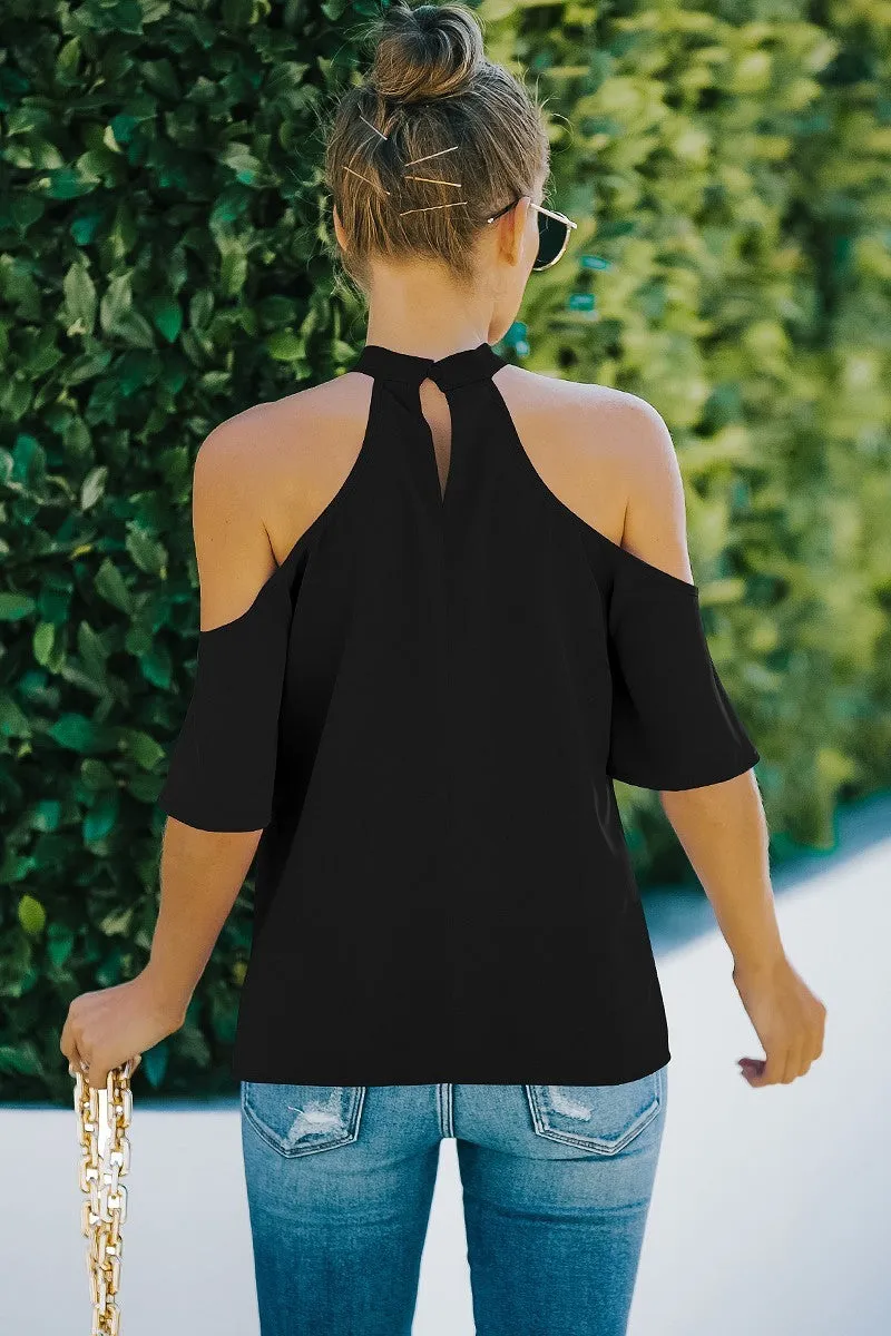 Halter design short sleeve top