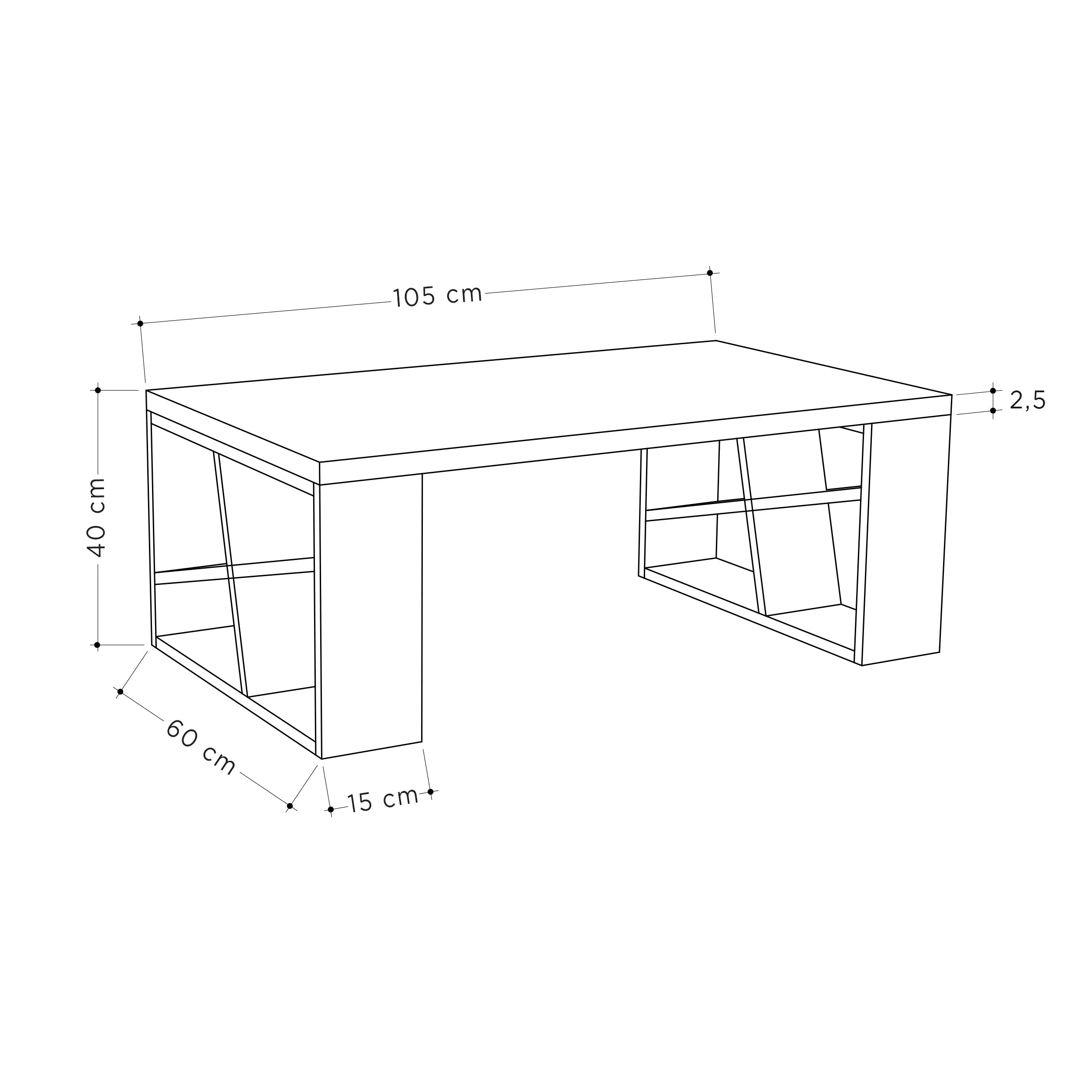 Honey Modern Coffee Table Multipurpose H 40cm