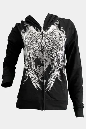 Hoody - Zip Angel Wing Graphic