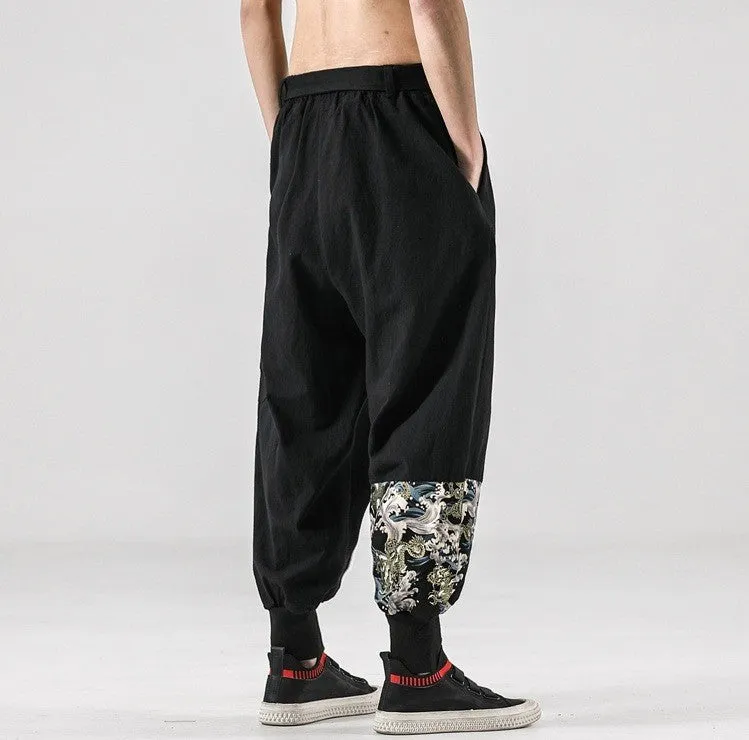 Japanese Harem Pants Sea Dragon Patterns