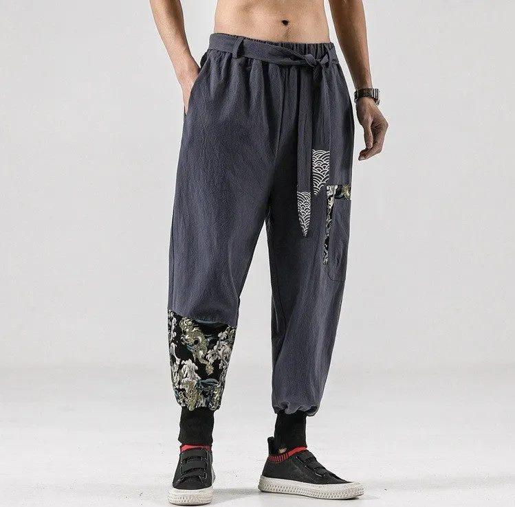 Japanese Harem Pants Sea Dragon Patterns