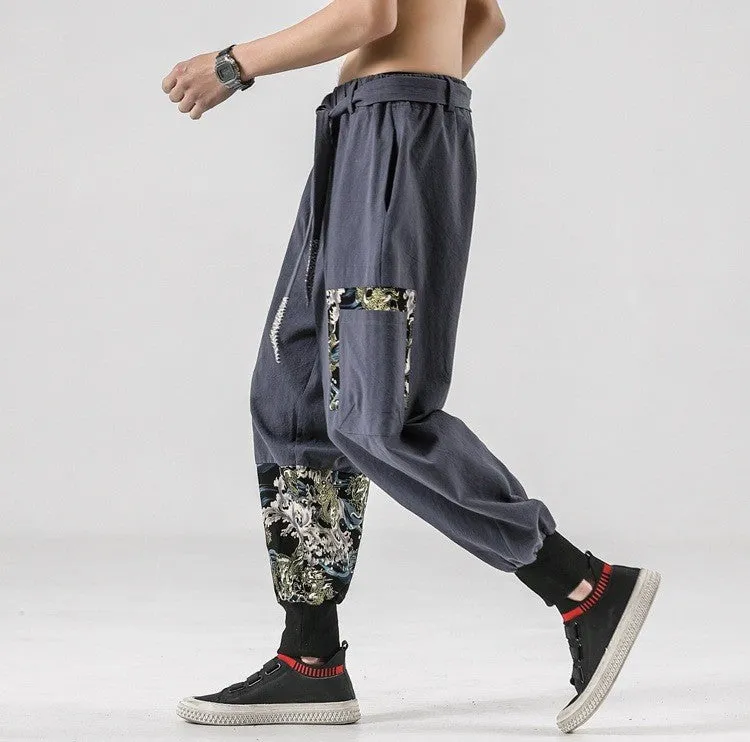 Japanese Harem Pants Sea Dragon Patterns