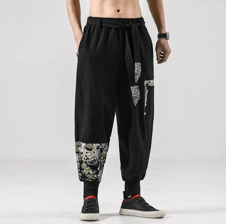 Japanese Harem Pants Sea Dragon Patterns
