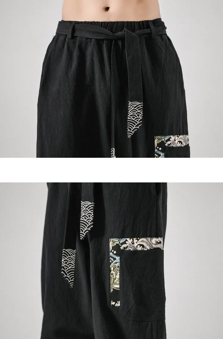 Japanese Harem Pants Sea Dragon Patterns