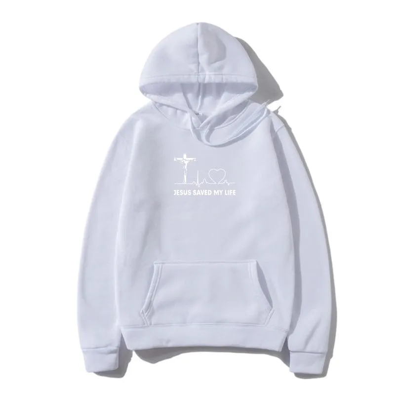 'Jesus Saved My Life' Christian Slogan Hoodie