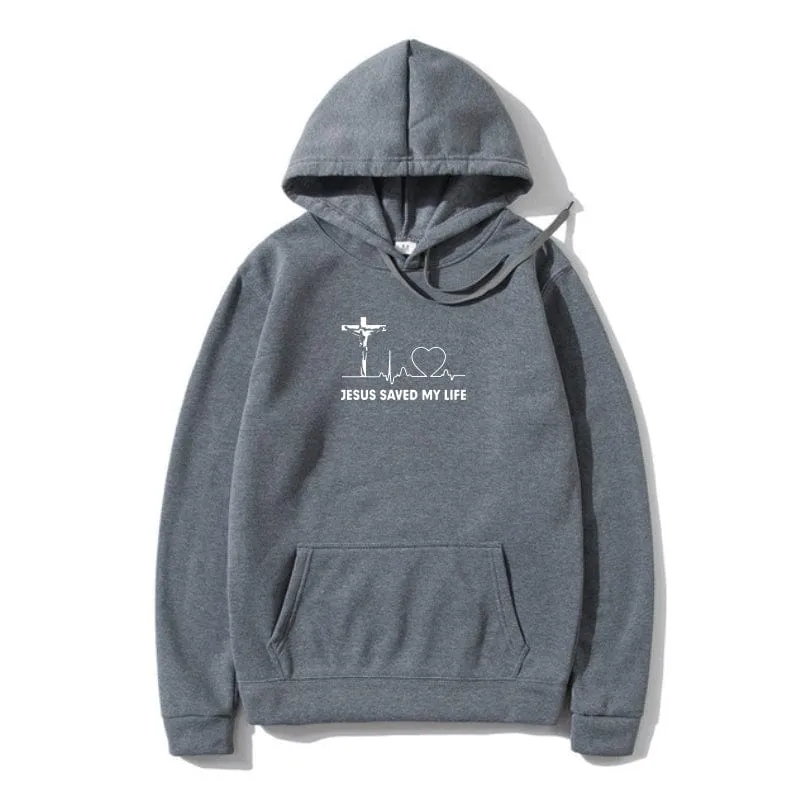 'Jesus Saved My Life' Christian Slogan Hoodie