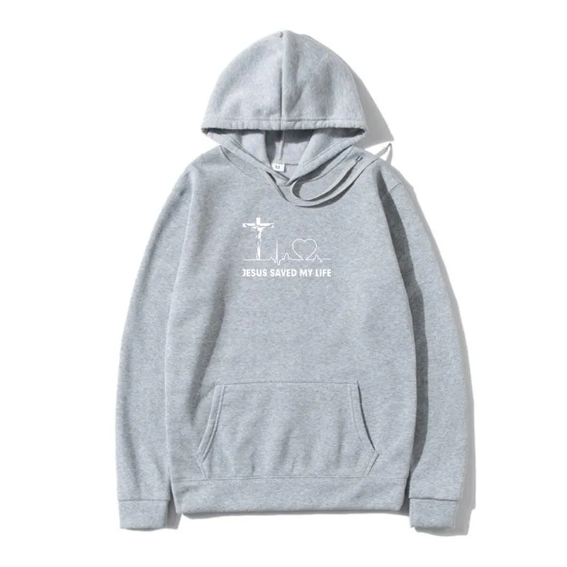 'Jesus Saved My Life' Christian Slogan Hoodie