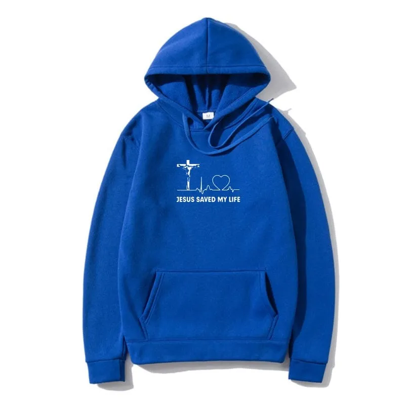 'Jesus Saved My Life' Christian Slogan Hoodie