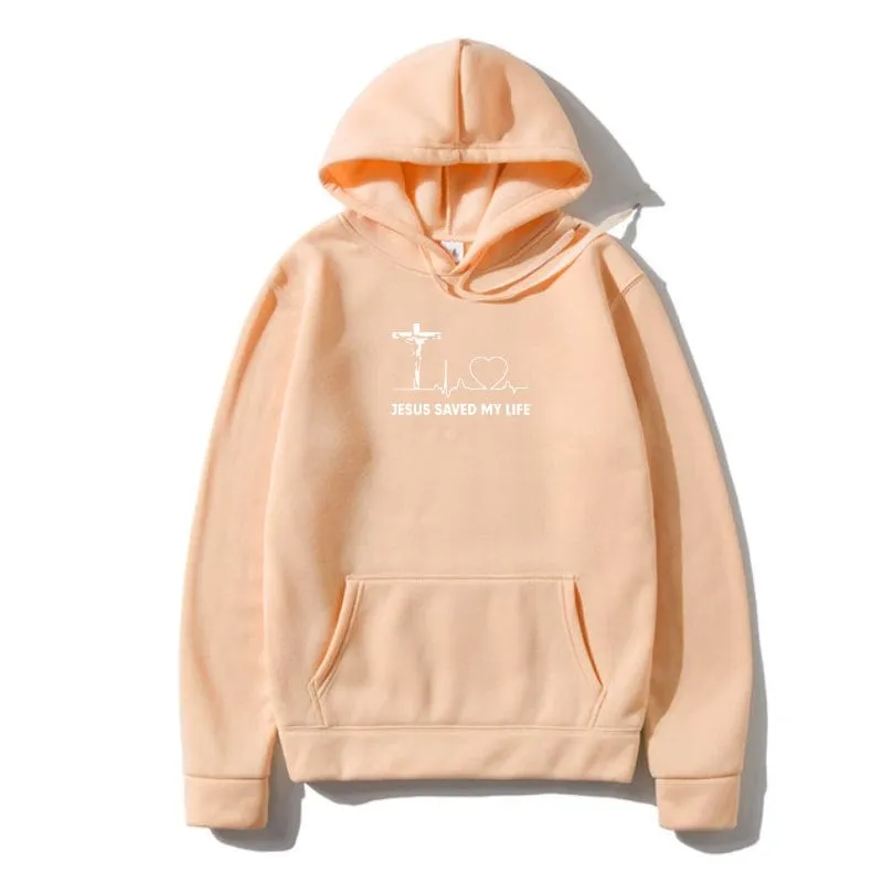 'Jesus Saved My Life' Christian Slogan Hoodie