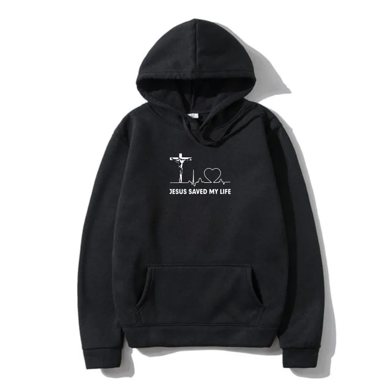 'Jesus Saved My Life' Christian Slogan Hoodie