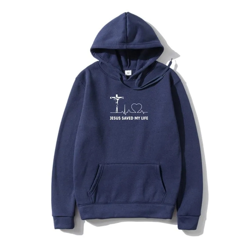 'Jesus Saved My Life' Christian Slogan Hoodie