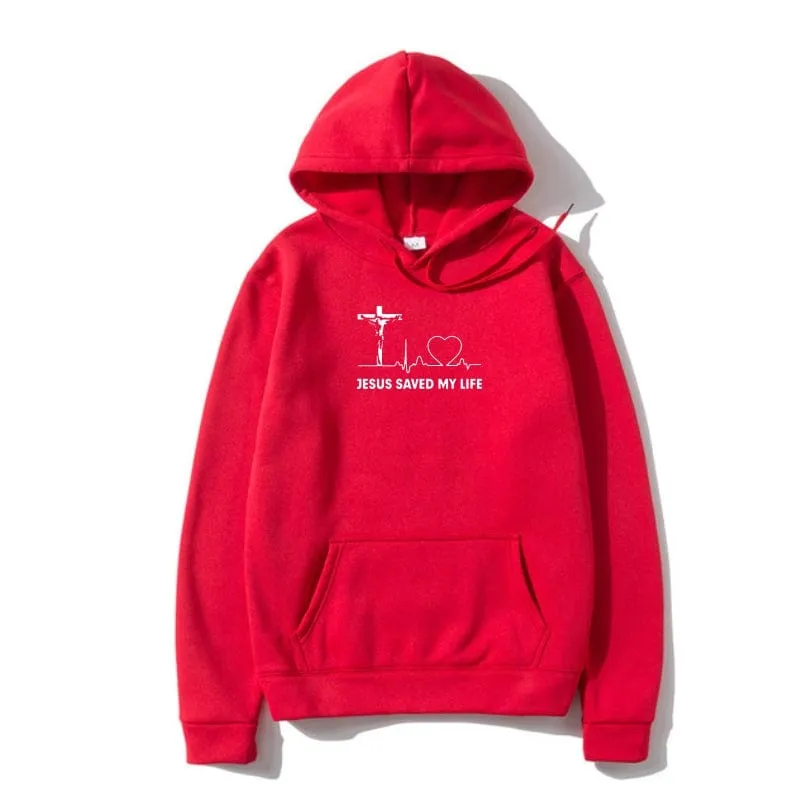 'Jesus Saved My Life' Christian Slogan Hoodie