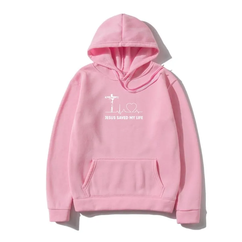 'Jesus Saved My Life' Christian Slogan Hoodie