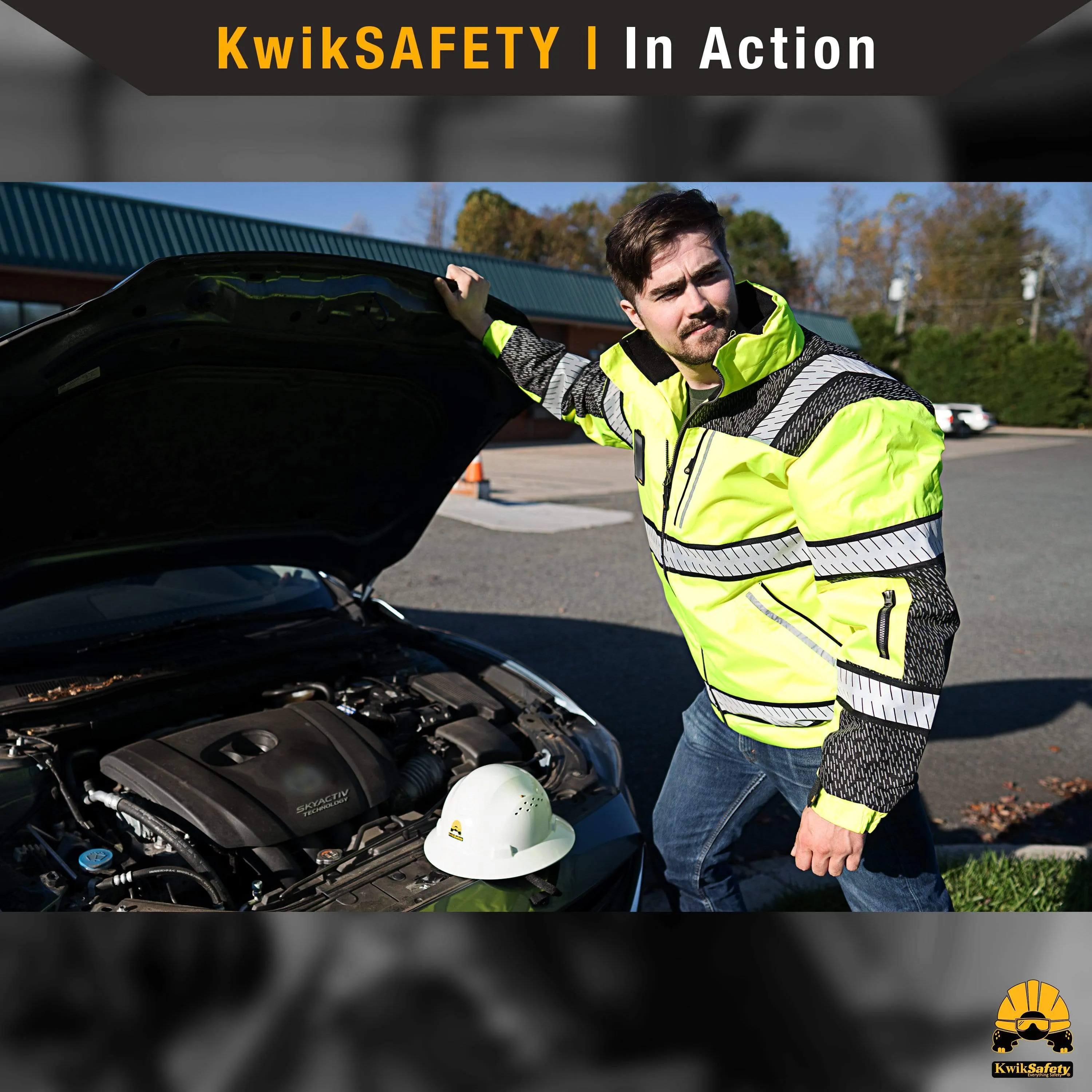 KwikSafety UNIVERSE Safety Bomber Jacket (LIMITED EDITION DESIGN) Class 3 ANSI Tested OSHA Compliant Hi Vis Reflective PPE  - Model No.: KS5522