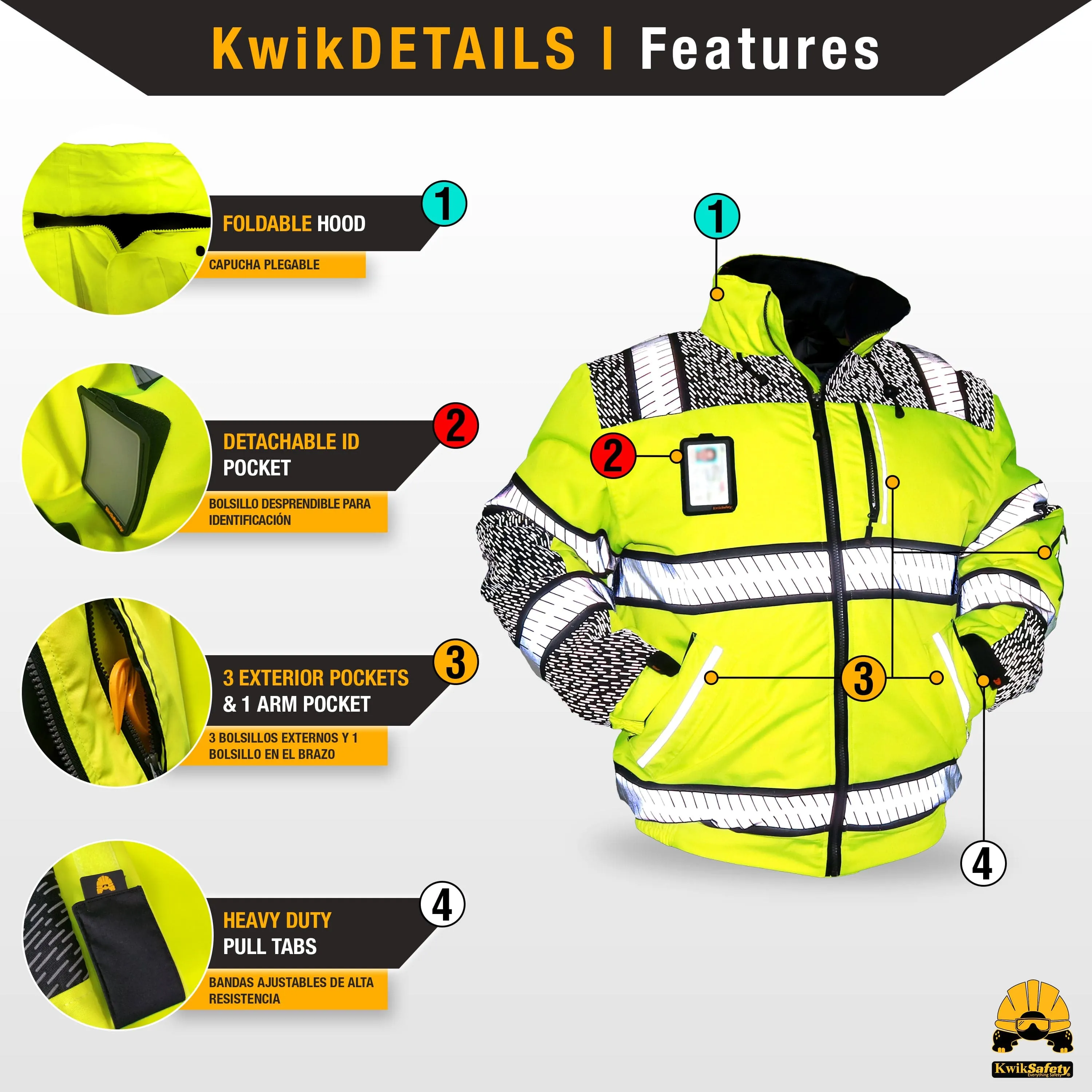 KwikSafety UNIVERSE Safety Bomber Jacket (LIMITED EDITION DESIGN) Class 3 ANSI Tested OSHA Compliant Hi Vis Reflective PPE  - Model No.: KS5522