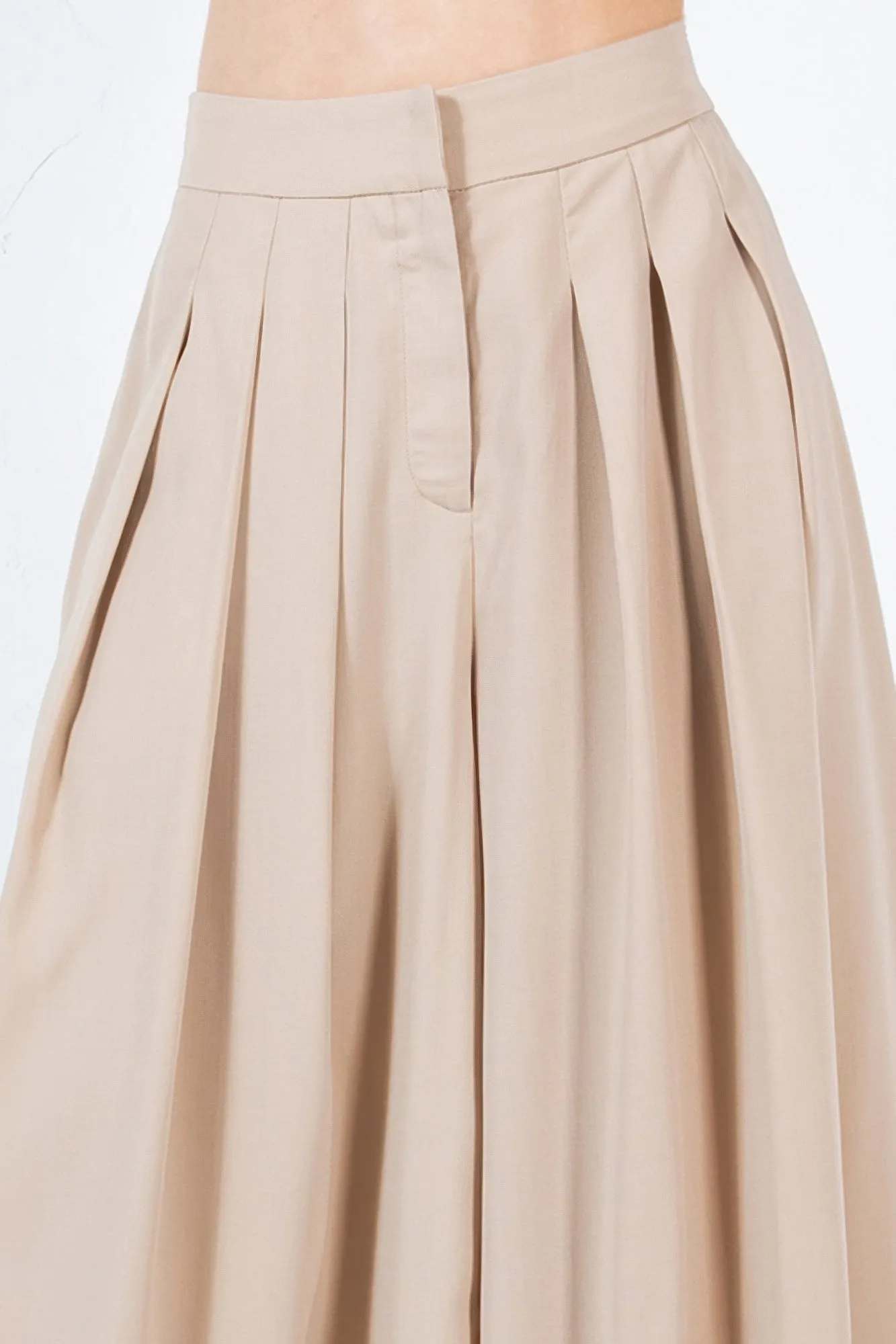 Large Hem Wide Leg Pleated Solid Pants