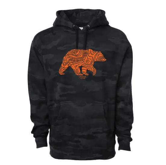 Lifestyle Overland Black Camo Topo Bear Hoodie