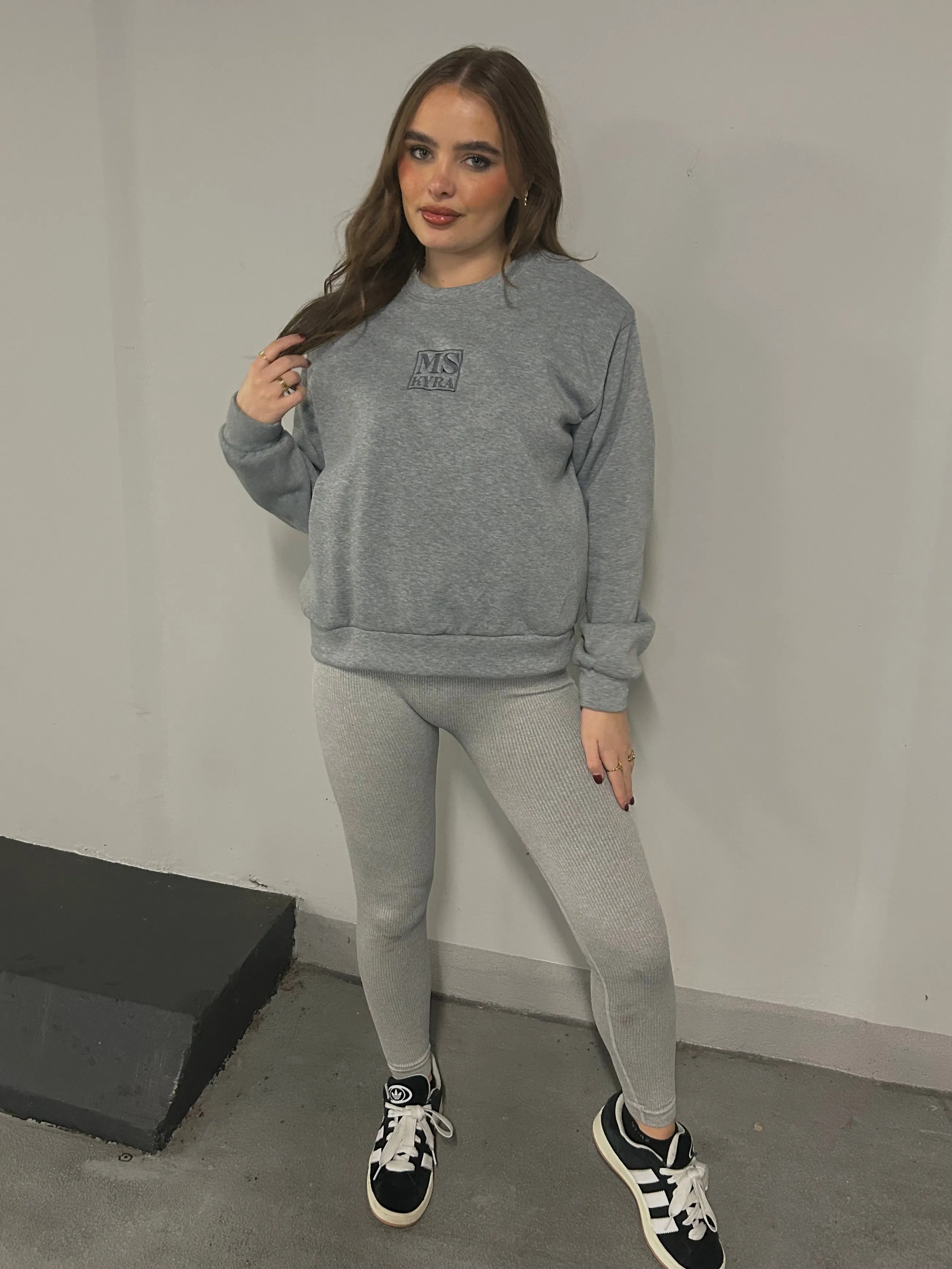 Miskyra Embroidered Sweatshirt - Grey