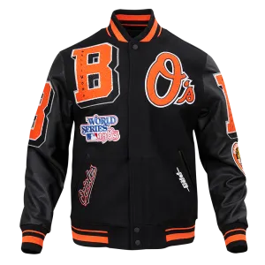 MLB BALTIMORE ORIOLES MASHUP MEN'S RIB WOOL VARSITY JACKET (BLACK)