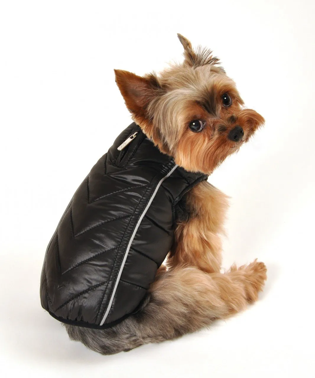 Reversible Winter Dog Jacket - Hip Doggie Featherlite Reversible-Reflective Puffer Vest Black/Red
