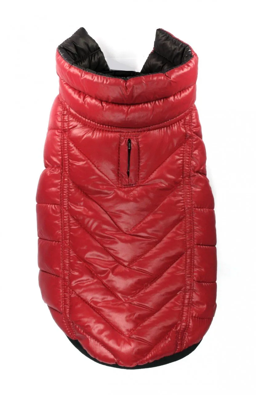 Reversible Winter Dog Jacket - Hip Doggie Featherlite Reversible-Reflective Puffer Vest Black/Red