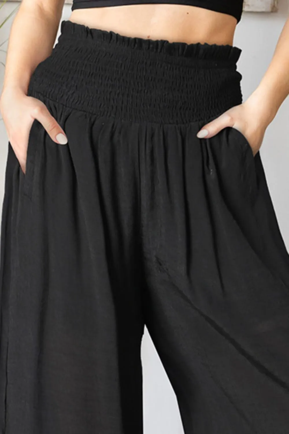 Smocked Waist Pants with Pockets