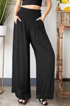Smocked Waist Pants with Pockets