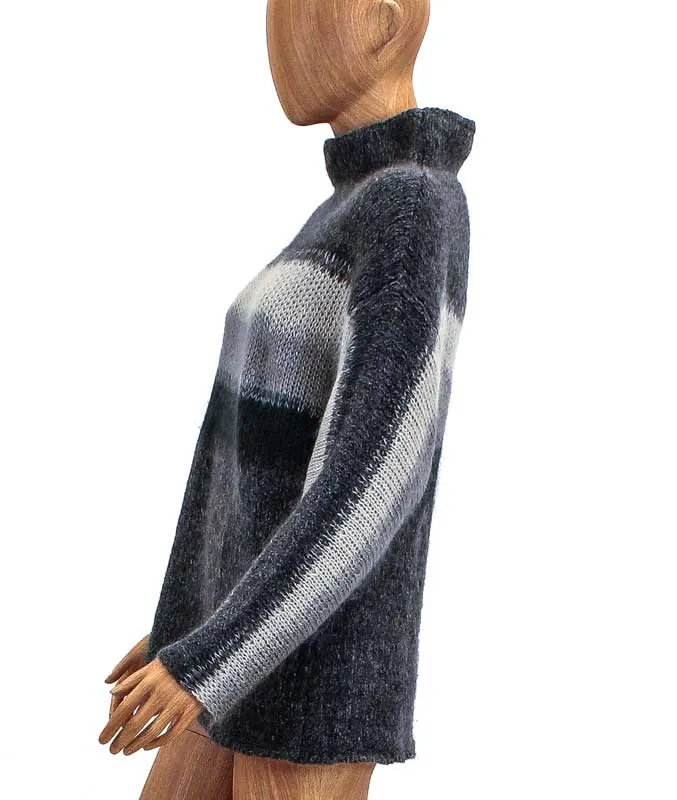Stripe Knit Turtleneck Sweater