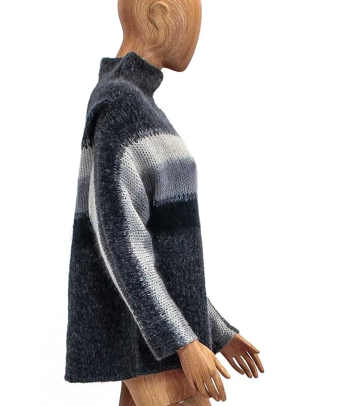 Stripe Knit Turtleneck Sweater